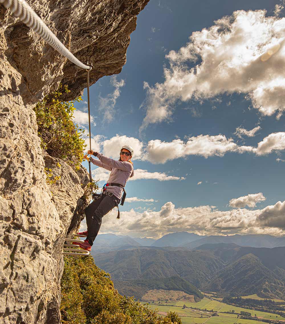 Climb Takaka Hill’s Via Ferrata with our guided tours.